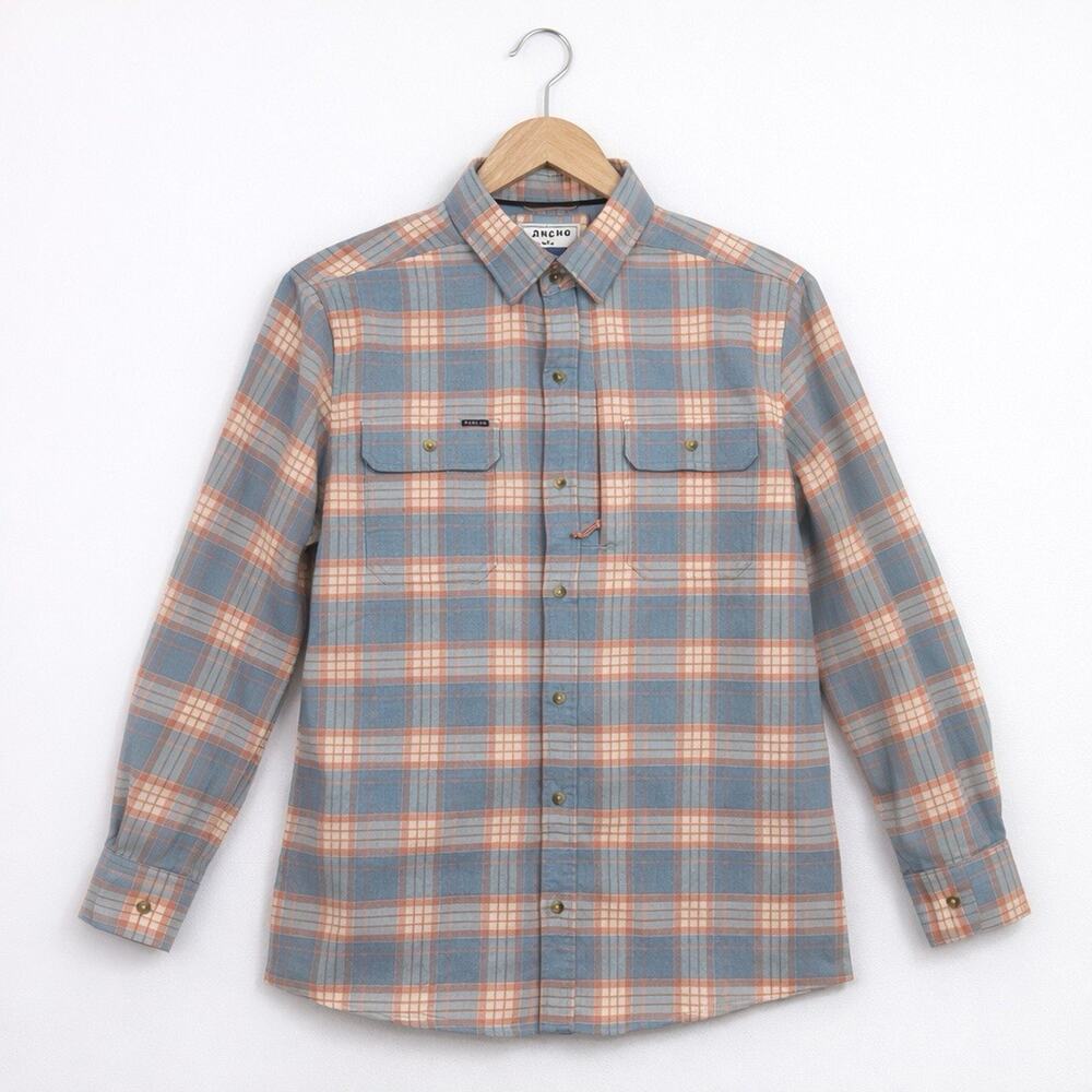Archer Blue & Peach Plaid Long-Sleeve Button-Down Shirt